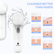 Load image into Gallery viewer, Facial Cleansing Brush, MiroPure Waterproof Face Spin Brush Set with 5 Brush Heads, Rechargeable Exfoliating Face Brush for Gentle Exfoliation, Deep Scrubbing and Massaging(White)