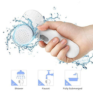 Facial Cleansing Brush, MiroPure Ｗaterproof Face Spin Brush Set with 5 Brush Heads, Rechargeable Exfoliating Face Brush for Gentle Exfoliation, Deep Scrubbing and Massaging（White）